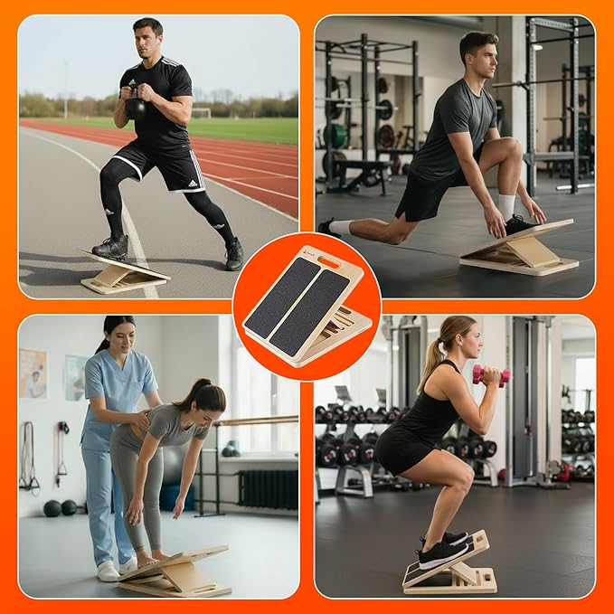 Adjustable Slant Board for Calf Stretching, Wooden Portable Stretcher, Foldable Incline Boards for Calves Ankle Achilles Tendon Knee Heel Muscle Stretch Exercise