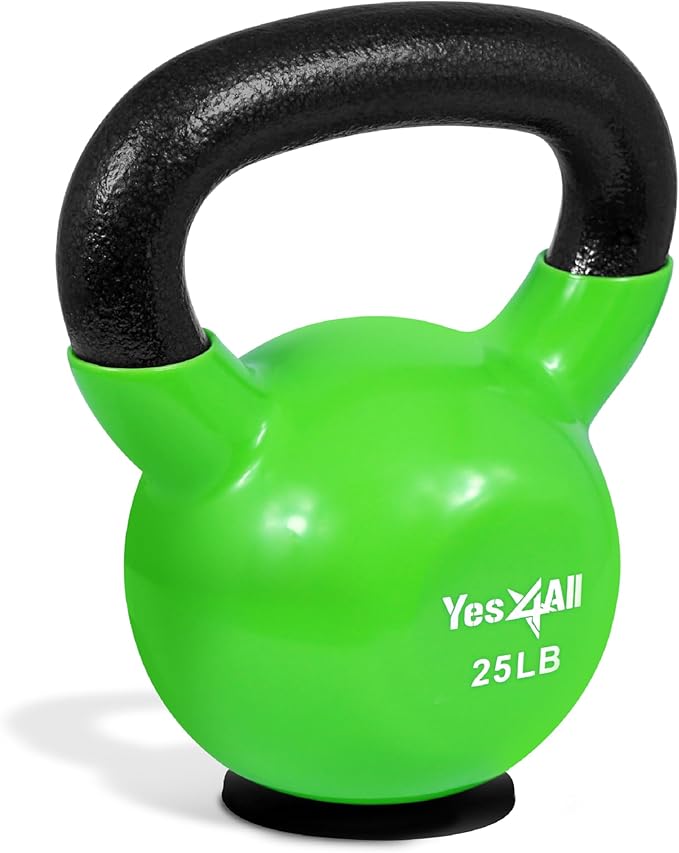 Yes4All Kettlebells Rubber Base, Kettlebell Set for Women, Strength Training Kettlebells Weights (10-65 lbs)