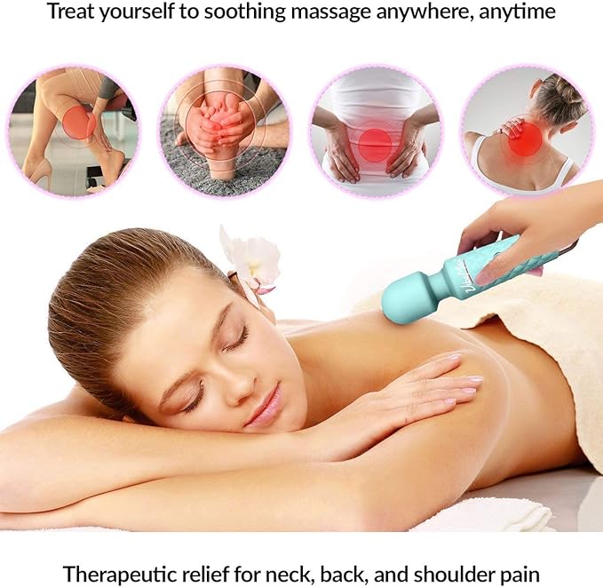 Rechargeable Personal Massager - Powerful Multi Speed Vibration - Whisper Quiet - Waterproof - for Muscle Tension Relief in Neck, Back, Shoulders, Legs and Feet - Turquoise