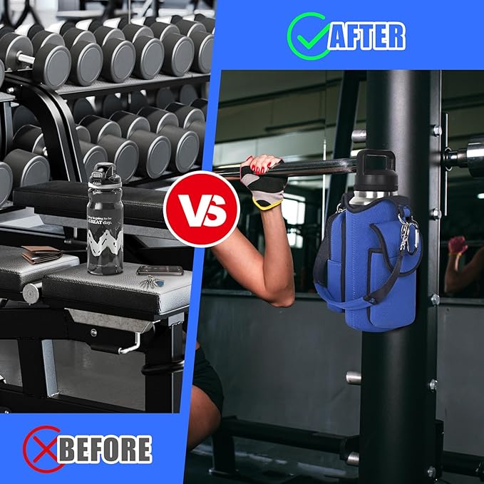 icolor Magnetic Gym Bag Water Bottle Carrier Holder with Phone Pockets & Shoulder Strap,Gym Magnetic Bag 5 Built-in Magnets Gym Accessories Organizer Magnetic Bottle Pouch Sleeve for Men Women