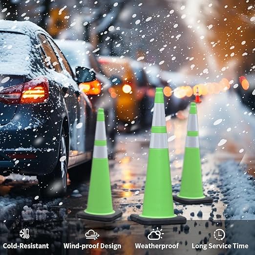 BESEA 8Pack 36” inch Traffic Cones Blue Road Parking Cones Construction Safety Cone Structurally Stable for Traffic Control(Green Color)