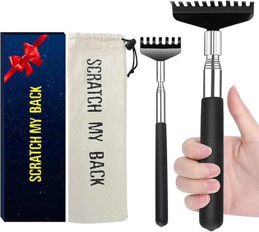 Oversized Back Scratcher Gift Set, 2 Pack, Upgraded Metal Stainless Steel Telescoping Back Scratcher Tool with Canvas Carrying Bag