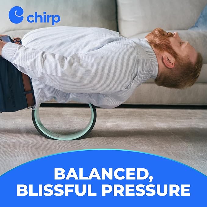 Chirp Wheel XL - Super Comfort Back Massage Roller - Wider Back Stretcher & Cracking Device, Plush Cushion, Enhanced Stability, Spinal Protection, Point Pressure | High Density Foam, Up to 500 lbs