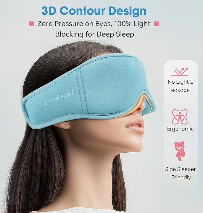 BambooCotton 3D Bluetooth Sleep Mask, LC-dolida 2025 New Sleep Headphones, Wireless Comfort, Sustainable Luxury for Better Sleep