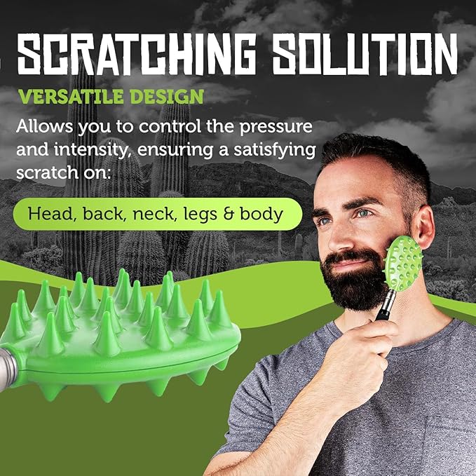 Cactus Scratcher Extendable Big Stick Back Scratcher - Extends 29" Long Double Sided Retractable Scratching Tool for Hand, Neck, Head, and Body - Universal Gift for Family, Pets, and Friends, Green