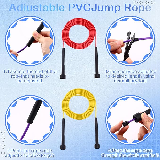 72 Pcs PVC Jump Ropes for Fitness 9.2 ft Adjustable Skipping Rope Versatile Unbreakable Speed Rope with Plastic Handles for Women Men Kids Endurance Training Cardio Exercise Workout