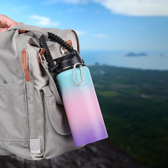 Wongeto Paracord Handle Carrier Holder with Shoulder Strap,Compatible with Hydro Flask Wide Mouth Water Bottles