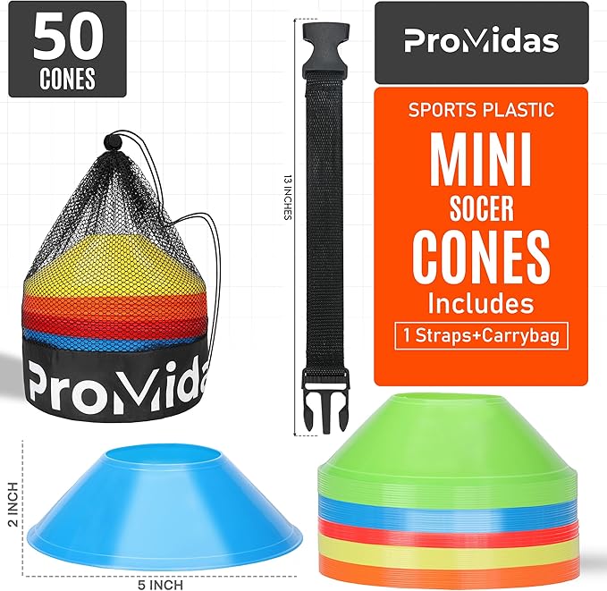 Mini Cones for Sports - Better Space Utilization - Comes with Shoulder Strap - for Agility Training Drills (Orange - 25 Pack)
