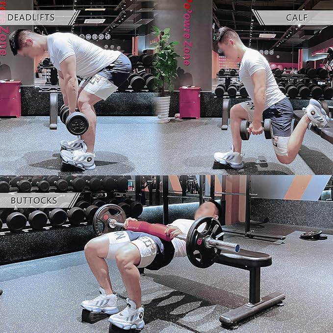 UNMERA Squat Wedge Block 6PCS Adjustable Non-slip Rubber Squat Ramp,squat Wedge For Heel Elevated Squat,Weight Lifting,Calf Stretcher, Deadlift Squat Improve Mobility Balance And Strength Performance