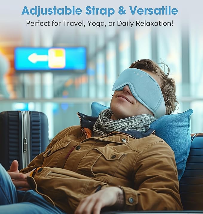 BambooCotton 3D Bluetooth Sleep Mask, LC-dolida 2025 New Sleep Headphones, Wireless Comfort, Sustainable Luxury for Better Sleep