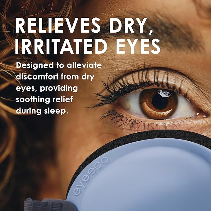 Eye Eco Tranquileyes XL Advanced Warm Compress – Dark Eye Mask for Dry, Irritated Eyes – Help Improve Sleep with Soft Comfort Eye Shade - Microwavable Beads and Self-Heating Instants - Blue