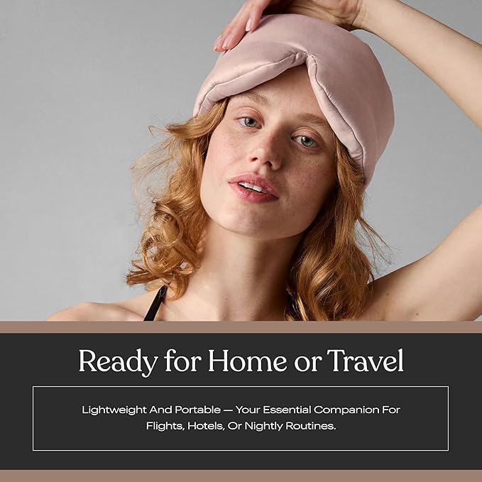 Lunya Washable Silk Sleeping Mask – Thermoregulating Mulberry Silk, Light Blocking and Comfortable Fit – Sleep Mask for Women and Men with Box – Delicate Pink – Large