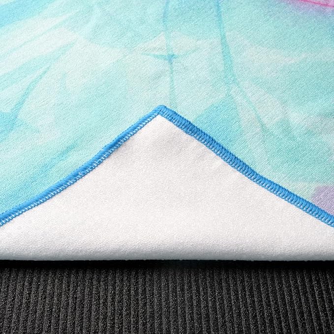 Eunzel Hot Yoga Towel, Non Slip Yoga Mat Towel Sweat Absorbent Printed Yoga Towel with Grip Dots for Hot Yoga, Pilates and Workout 72"x 24", Flower