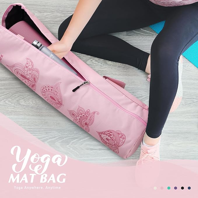 Gonex Yoga Mat Bag, Yoga Mat Carrier Full-Zip Exercise Yoga Mat Carry Bag for Women Men with 2 Multi-Functional Storage Cargo Pockets Extra Wide Adjustable Shoulder Strap