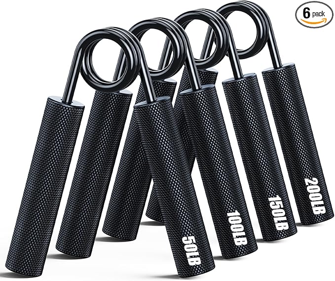 Grip Strength Trainer 6 Pack,50LB-300LB Metal Hand Grip Strengthener,Non-Slip Heavy-Duty Forearm Exerciser,Hand Gripper for Muscle Building and Hand Rehabilitation Exercising