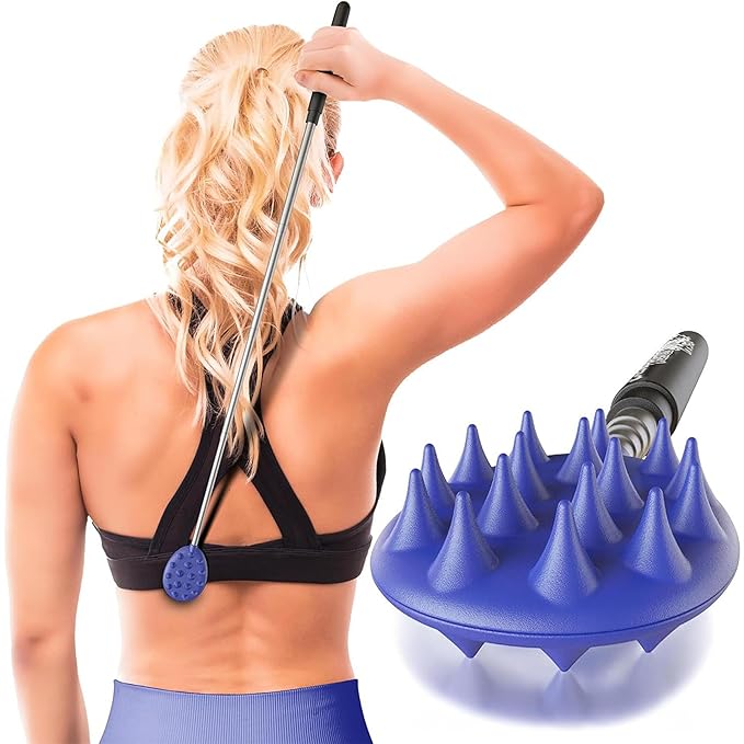 Cactus Scratcher Extendable Telescopic Back Scratcher - Extends 25" Long Double Sided Retractable Scratching Tool for Hand, Neck, Head, and Body - Universal Gift for Family, Pets, and Friends, Blue