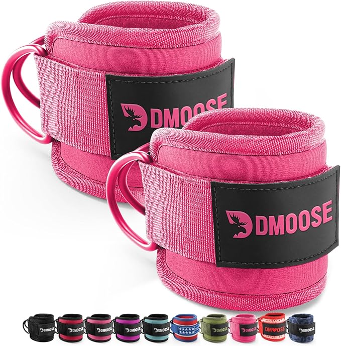DMoose Ankle Strap for Cable Machine - One Size Fit with Premium Padding, Workout Kickback Ankle Cuffs, Ankle Bands for Working Out, Booty Workouts, Leg Extension, Hip Abductors & Lower Body Exercises