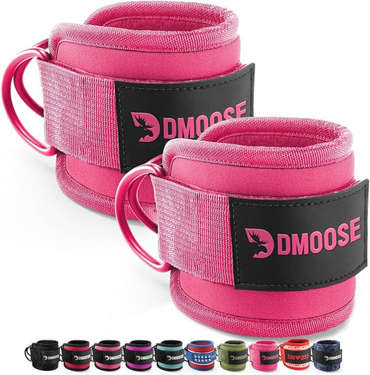 DMoose Ankle Strap for Cable Machine - One Size Fit with Premium Padding, Workout Kickback Ankle Cuffs, Ankle Bands for Working Out, Booty Workouts, Leg Extension, Hip Abductors & Lower Body Exercises