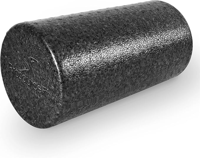 ProsourceFit High Density Foam Rollers 12 - inches Long, Firm Full Body Athletic Massage Tool for Back Stretching, Yoga, Pilates, Post Workout Muscle Recuperation, Black/Blue