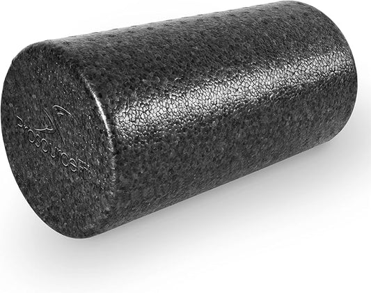 ProsourceFit High Density Foam Rollers 12 - inches Long, Firm Full Body Athletic Massage Tool for Back Stretching, Yoga, Pilates, Post Workout Muscle Recuperation, Black/Blue