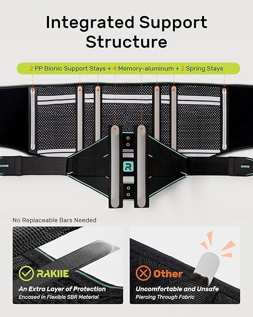 Back Brace for Lower Back Pain Relief for Women Men, Elastic Back Support Belt with 8 Stays and 3200 Uses Touch Fastener for Lifting at Work, Breathable Soft Lumbar Support with Removable 3D Compression Pad (Blue, Large)