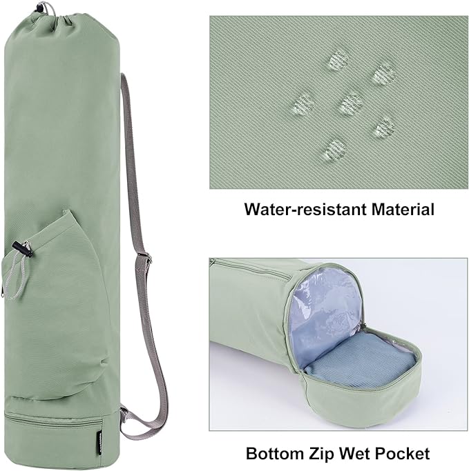 sportsnew Yoga Mat Bag with Water Bottle Pocket and Bottom Wet Pocket, Exercise Yoga Mat Carrier Multi-Functional Storage Bag, Patent pending