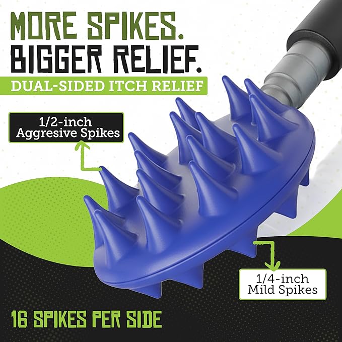 Cactus Scratcher Extendable Telescopic Back Scratcher - Extends 25" Long Double Sided Retractable Scratching Tool for Hand, Neck, Head, and Body - Universal Gift for Family, Pets, and Friends, Blue