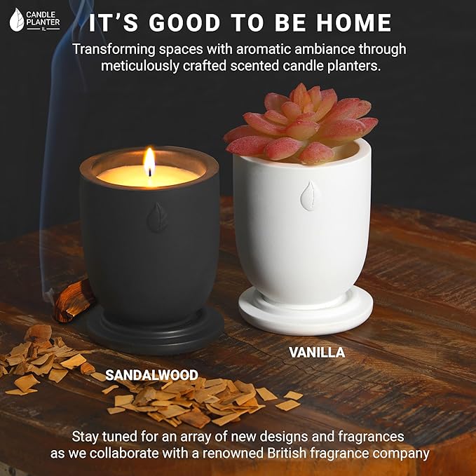 Matani Concrete Cement Candle Planter - Aromatherapy Soy, Dual Purpose Jar (White Vanilla)