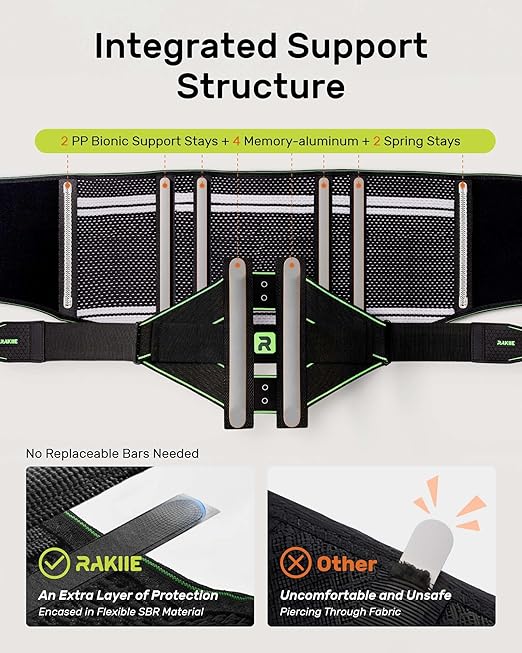 Back Brace for Men Women Lower Back with 8 Stays Surround Support, Adjustable Knitted Lumbar Support Belt for Pain Relief, Breathable Soft Mesh Design with Lumbar Pad, Ergonomic Back Support Brace for Scoliosis, Green Size S