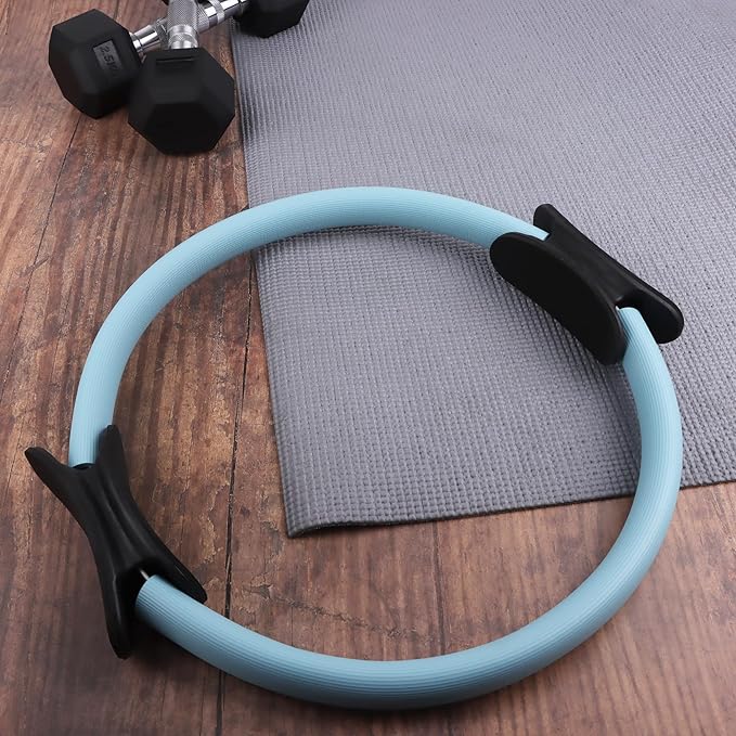 Phoenix Fitness Pilates Ring,Double Handle Exercise Circle Fitness Magic Circle Resistance Ring Dual Grip for Yoga Core Training,15 Inch