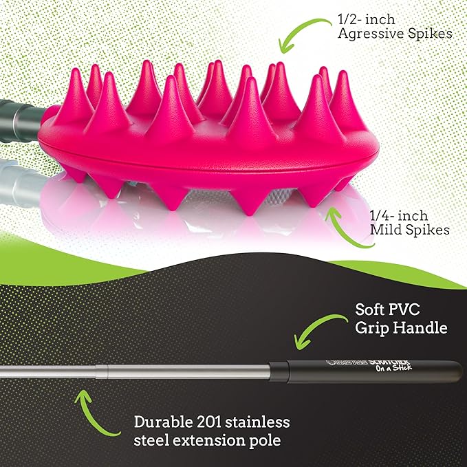 Cactus Scratcher Extendable Telescopic Back Scratcher - Extends 25" Long Double Sided Retractable Scratching Tool for Hand, Neck, Head, and Body - Universal Gift for Family, Pets, and Friends, Pink