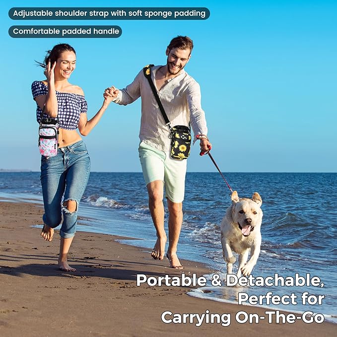 Nuovoware Water Bottle Carrier, 40oz Bottle Carrier Sports Insulated Water Bottle Holder with Adjustable Shoulder Strap, 2 Pockets Flask Sling Bag Drawstring Pouch for Climbing Hiking Walking