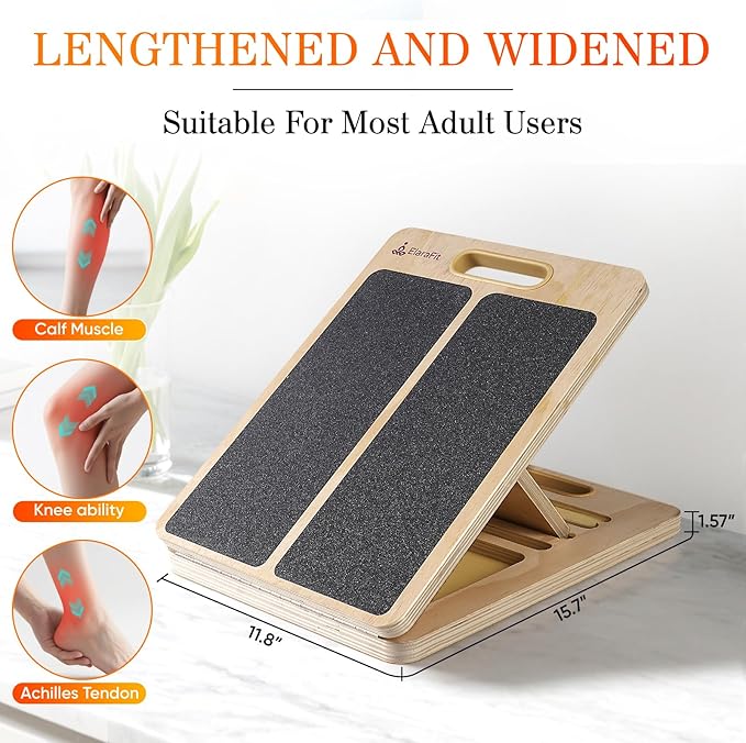 Adjustable Slant Board for Calf Stretching, Wooden Portable Stretcher, Foldable Incline Boards for Calves Ankle Achilles Tendon Knee Heel Muscle Stretch Exercise