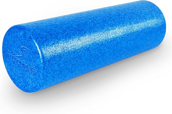 ProsourceFit High Density Foam Rollers 12 - inches Long, Firm Full Body Athletic Massage Tool for Back Stretching, Yoga, Pilates, Post Workout Muscle Recuperation, Black/Blue