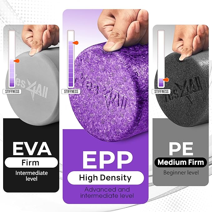 Yes4All High-Density EPP Round Back Roller Foam, Exercise Foam Roller for Yoga, Pilates & Stretching - 12, 18, 24, 36 inch