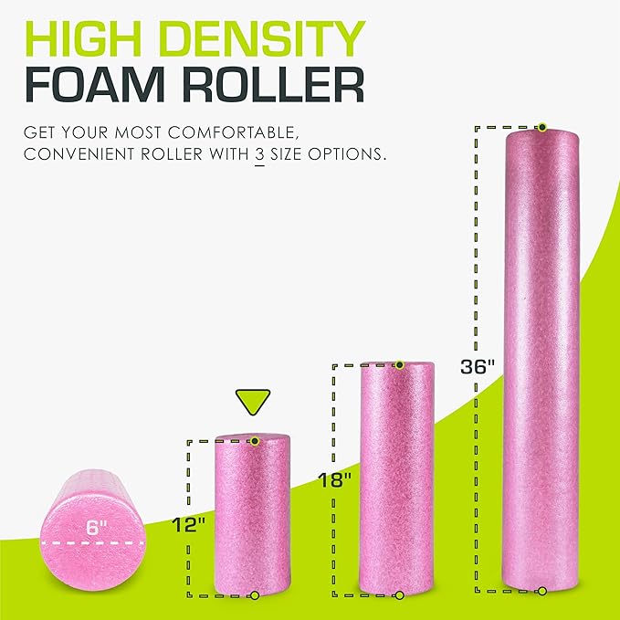 ProsourceFit High Density Foam Rollers 12 - inches Long, Firm Full Body Athletic Massage Tool for Back Stretching, Yoga, Pilates, Post Workout Muscle Recuperation, Black/Blue