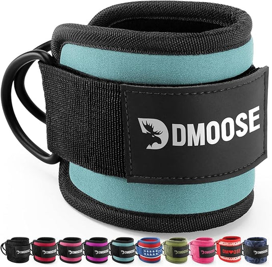 DMoose Ankle Strap for Cable Machine - One Size Fit with Premium Padding, Workout Kickback Ankle Cuffs, Ankle Bands for Working Out, Booty Workouts, Leg Extension, Hip Abductors & Lower Body Exercises