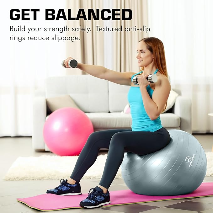 ProBody Pilates Yoga Ball - Exercise Balls, Various Sizes, for Stability, Pregnancy, Workout & Physical Therapy