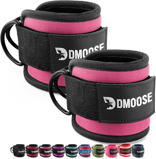 DMoose Ankle Strap for Cable Machine - One Size Fit with Premium Padding, Workout Kickback Ankle Cuffs, Ankle Bands for Working Out, Booty Workouts, Leg Extension, Hip Abductors & Lower Body Exercises