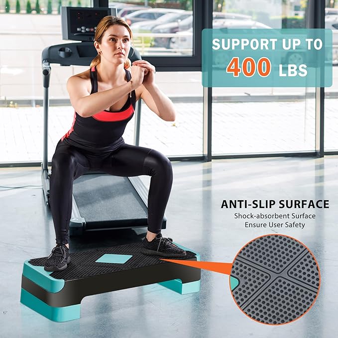 ZENY 26.5" Aerobic Step Platform, Adjustable Exercise Workout Stepper with Stackable Risers, Step Up Steppers for Exercise at Home, Fitness Equipment for Home Gym