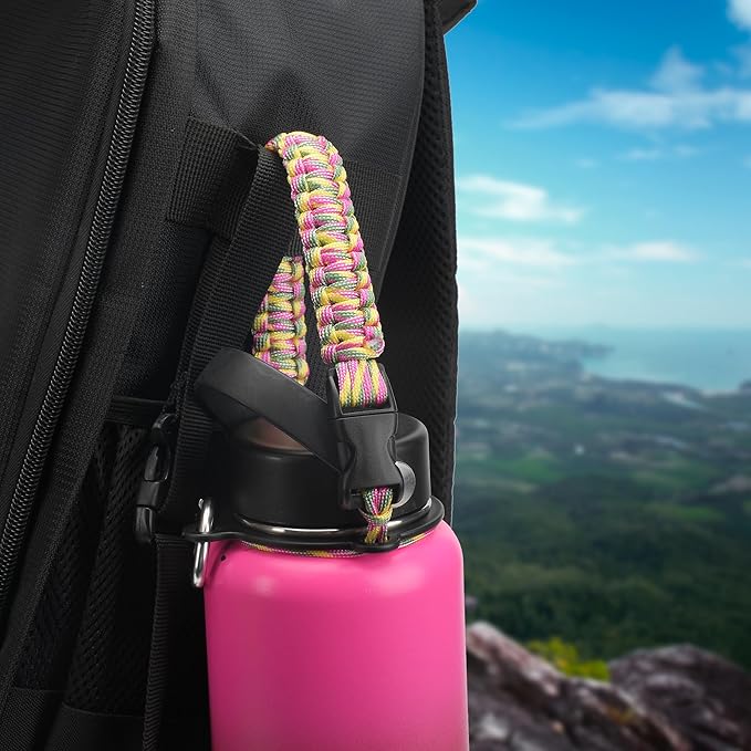 Wongeto Paracord Handle Carrier Holder with Shoulder Strap,Compatible with Hydro Flask Wide Mouth Water Bottles