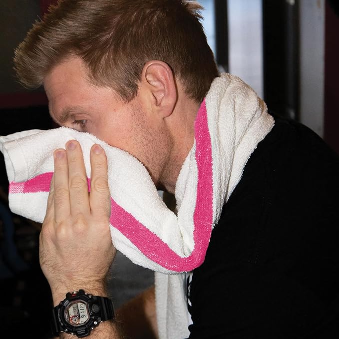 Arkwright White Bath Gym Towel - Pack of 6 - Bulk 100% Cotton Soft Quick Dry Sweat Absorbent Hotel Quality Towels for Workout, Bathroom, Spa, Pool, 22 x 44 in, Pink