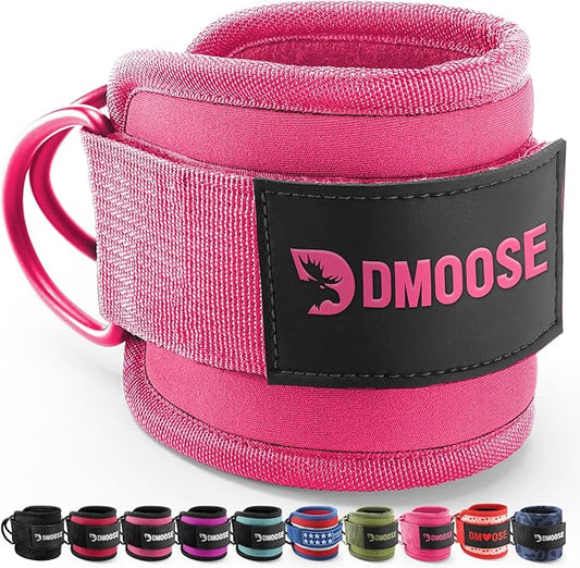 DMoose Ankle Strap for Cable Machine - One Size Fit with Premium Padding, Workout Kickback Ankle Cuffs, Ankle Bands for Working Out, Booty Workouts, Leg Extension, Hip Abductors & Lower Body Exercises