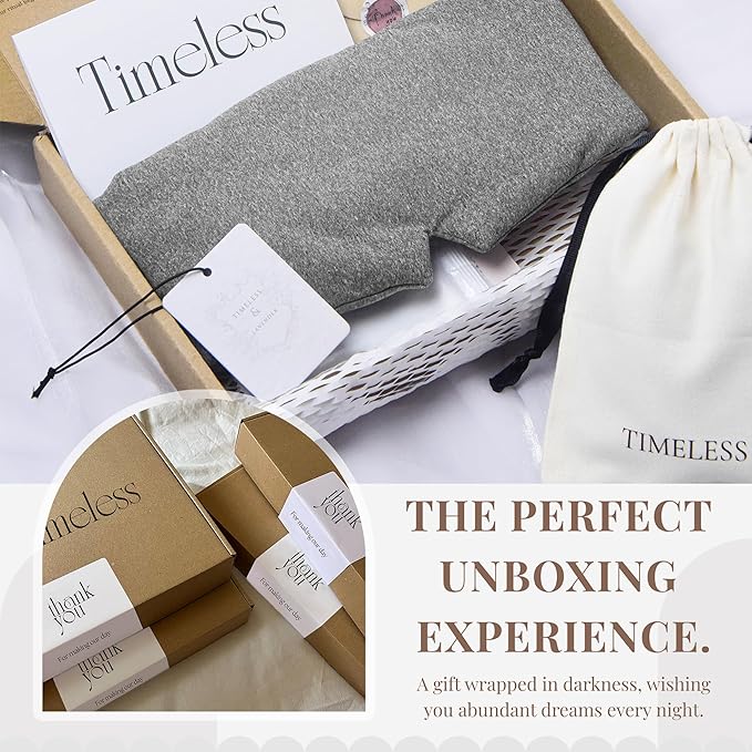 Grey Modal Eye Mask for Sleep, Adjustable Breathable Wrap (70cm), Lightweight Soft Blindfold for Travel and Mediation, Holiday Ready-to-Gift Set for Men and Women from Timeless Artworks