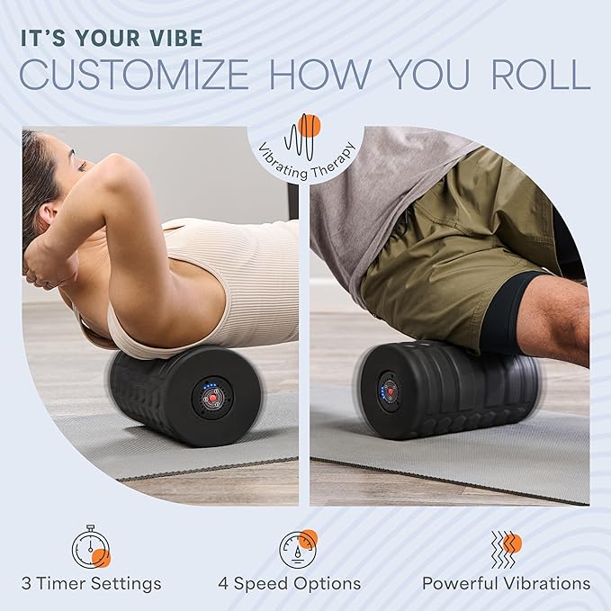 Lifepro 4-Speed Vibrating Massage Ball - Peanut Massager and Vibrating Foam Roller for Fitness, Mobility, and Relaxation - Compact and Portable Design