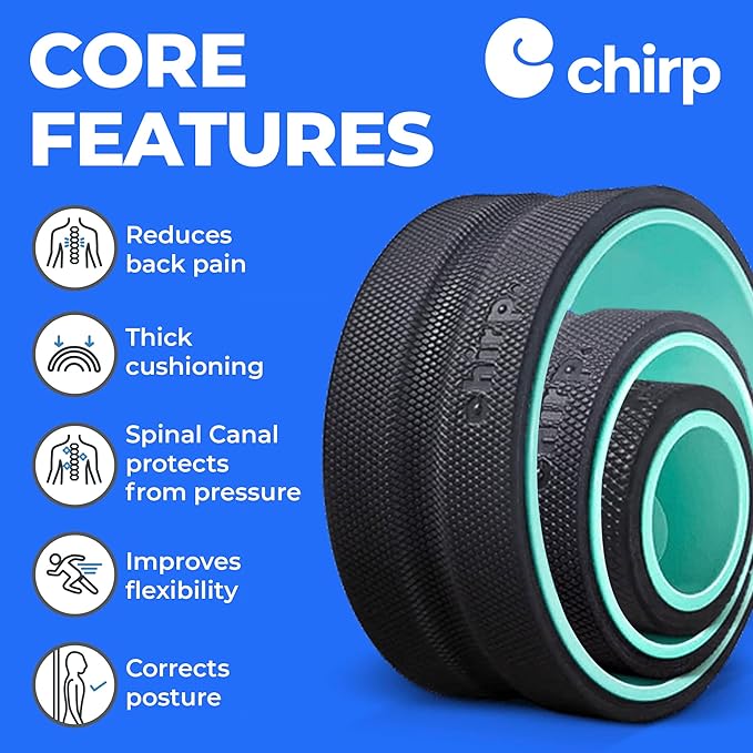 Chirp Wheel Foam Roller - Targeted Back Foam Roller for Back Pain Relief, Deep Tissue Muscle Massage, Trigger Point Round High Density for Physical Therapy & Exercise, 3-Pack Mint