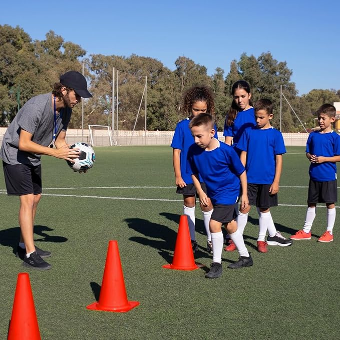 6in/9in/12in/28in Heavy Duty Agility Training Cones for Sports & Kids Coaching, Field Markers for Motorcycle, Bikes, Traffic, Basketball, Soccer Drills, Durable, Multipurpose, Adjustable