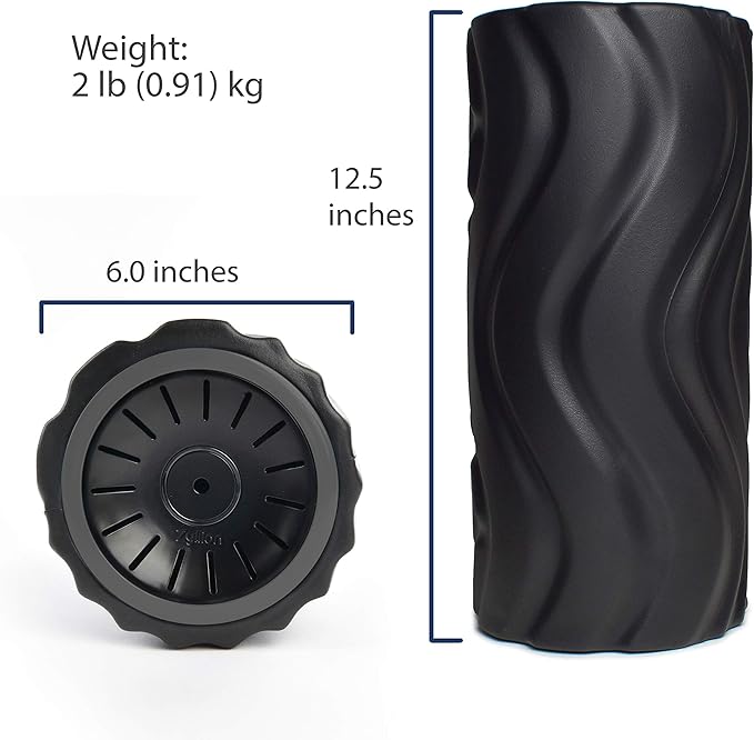 Zyllion Rechargeable Vibrating Foam Roller with 4 Speeds - Cordless Electric Deep Tissue Massager for Muscle Pain Relief, Black/Black, ZMA-22