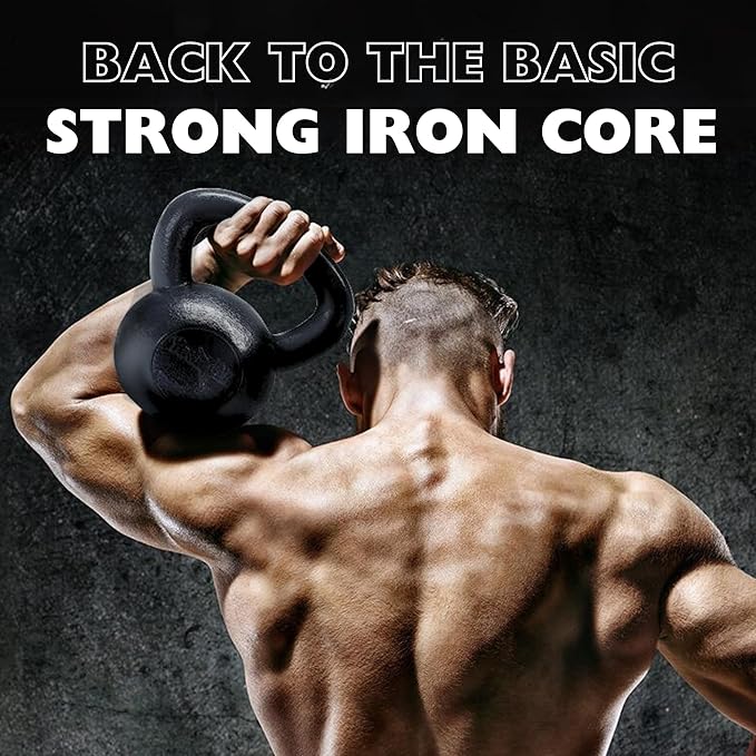 Yes4All Kettlebell Sets, 5 - 10 - 15 - 20 - 25 - 30 LB Cast Iron Strength Training Kettlebells, Wide Handles & Flat Bottom, Multi-Level from Beginners to Pros for Strength Training & Home Gym