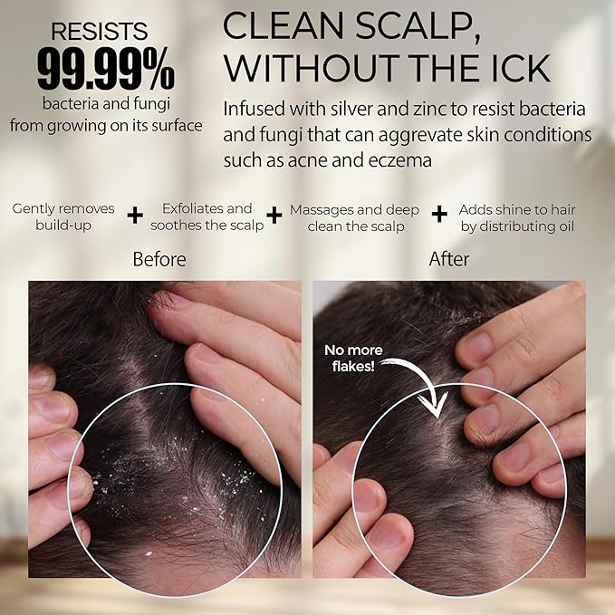 Fiora Naturals Scalp Massager Shampoo Brush - Silicon Scrubber & Exfoliator for Dandruff Removal and Hair Growth, Brush for Wet & Dry Hair, for Men, Women, Kids - BPA Free